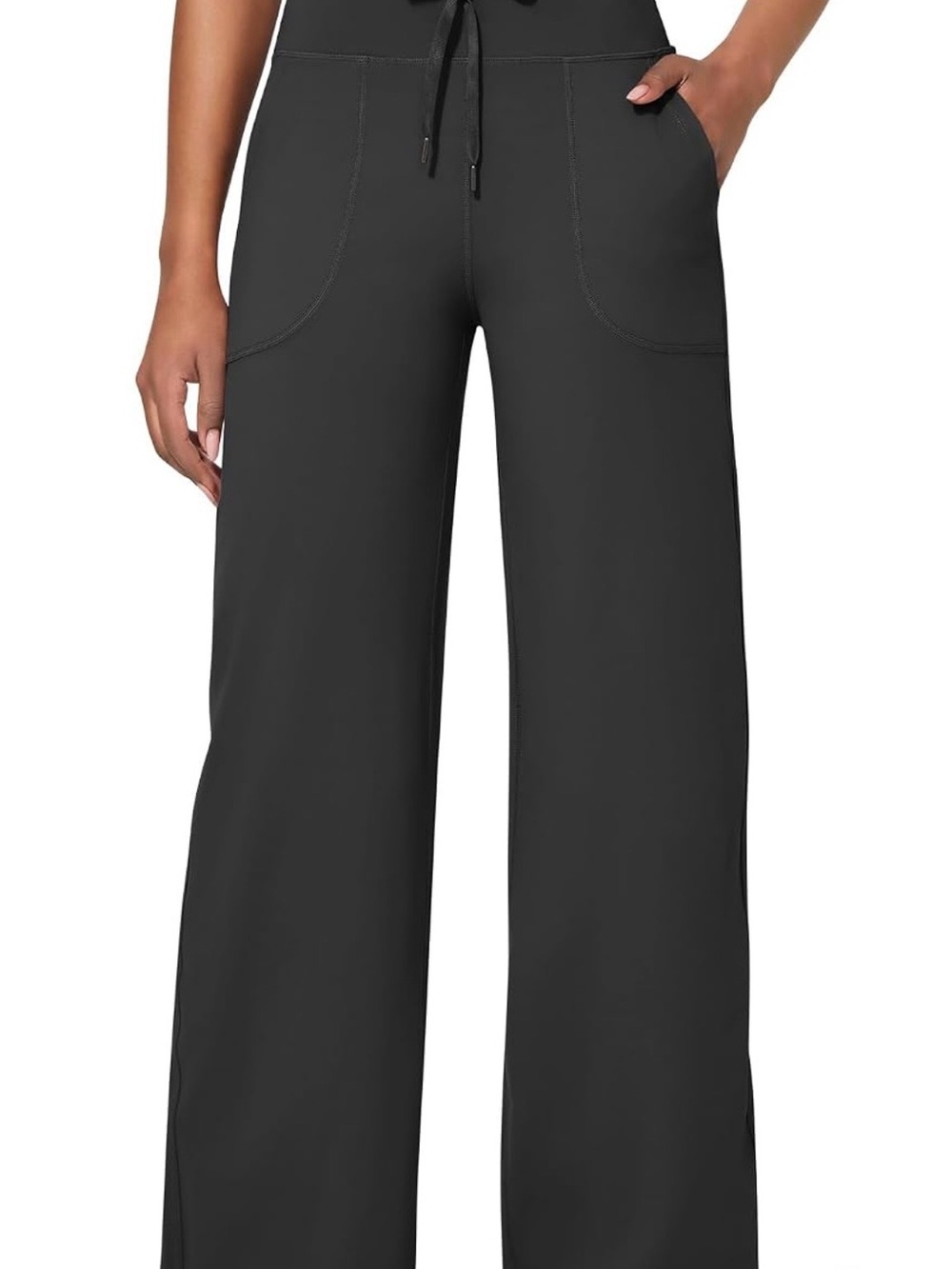 Wide Leg Drawstring Pants for Women - Black. Size S(4/6)
